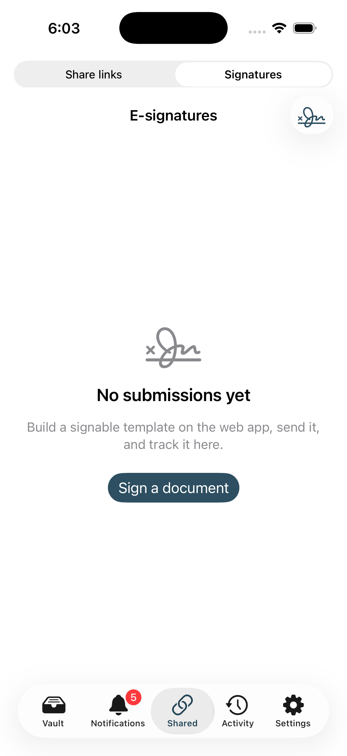E-signatures on Stoatify for iPhone
