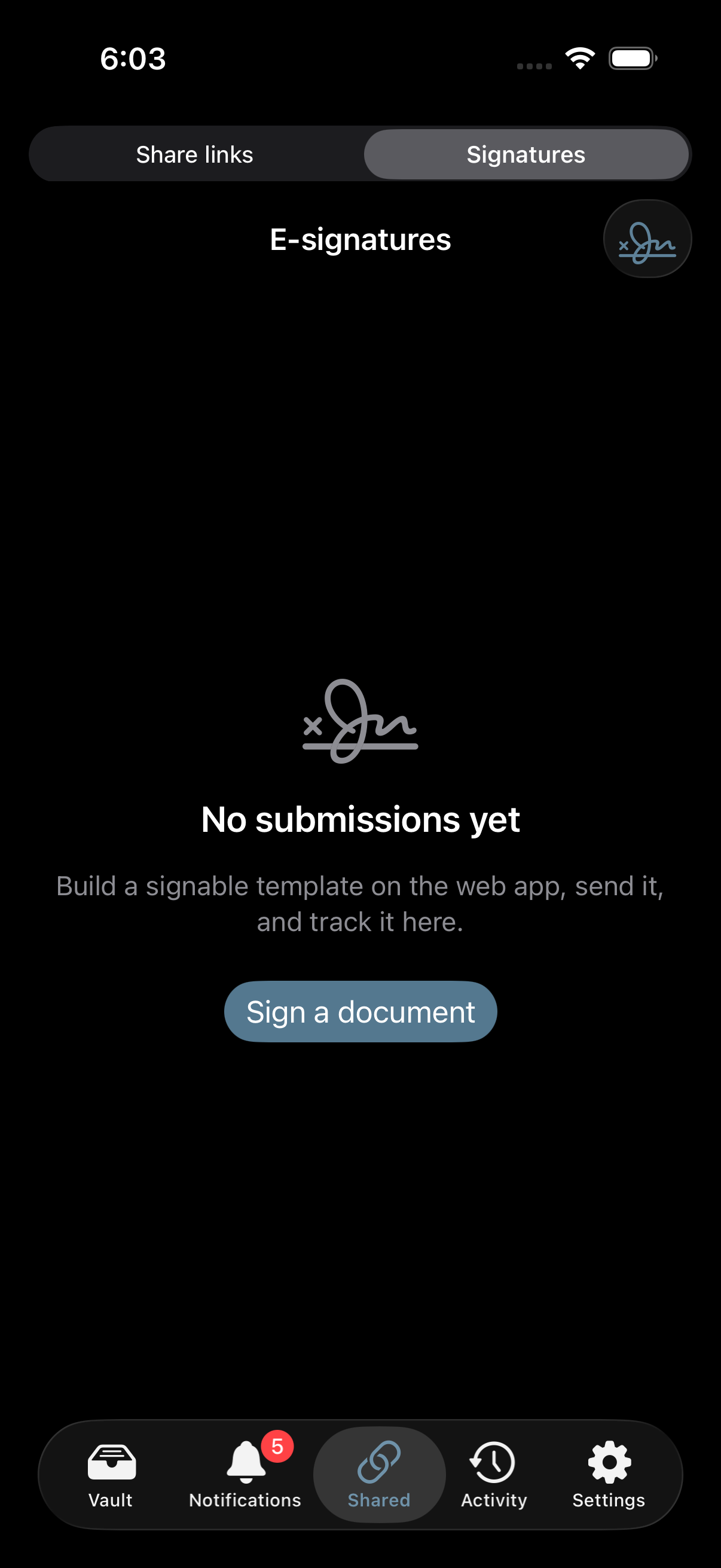 E-signatures on Stoatify for iPhone